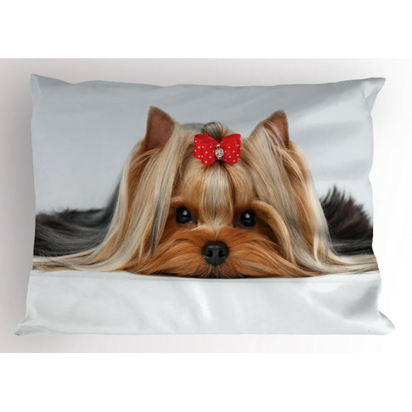 DZGlobal Personalized Yorkie Dog Throw Pillow Cases Yorkie Pillow Cover Dog Pillow Case 18x18 Soft Cotton Yorkshire Terrier Cushion Covers Decorative Pillowcase for Couch Sofa Bedroom Car 